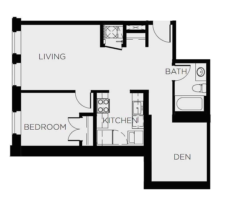 1 beds 1.0 baths (748 sqft) floorplan