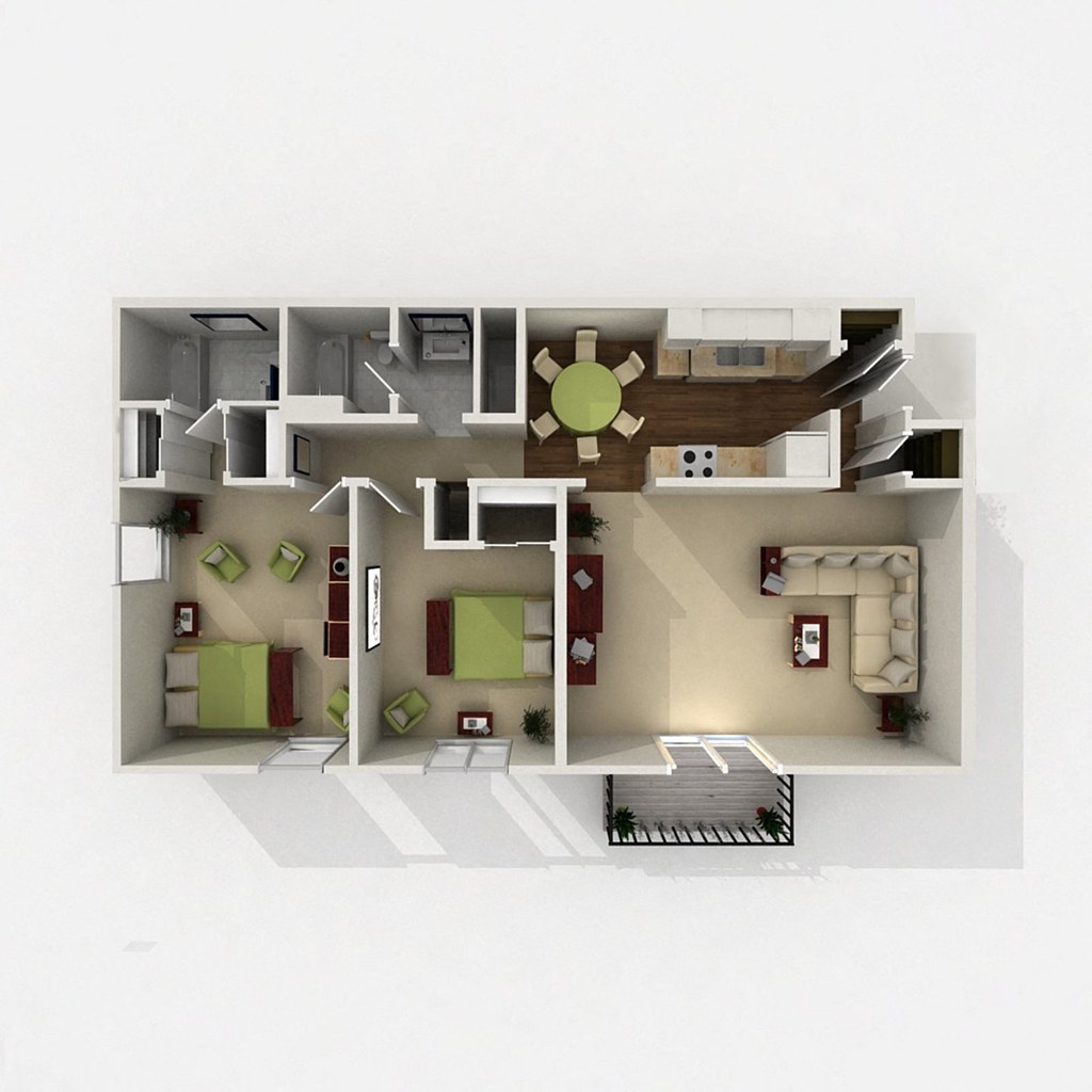 Two Bed - 1,150 SQ FT floorplan
