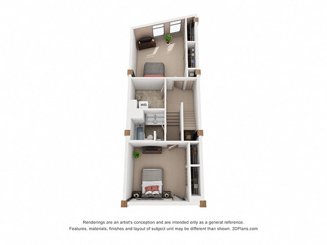 Split Level Two Bedroom floorplan